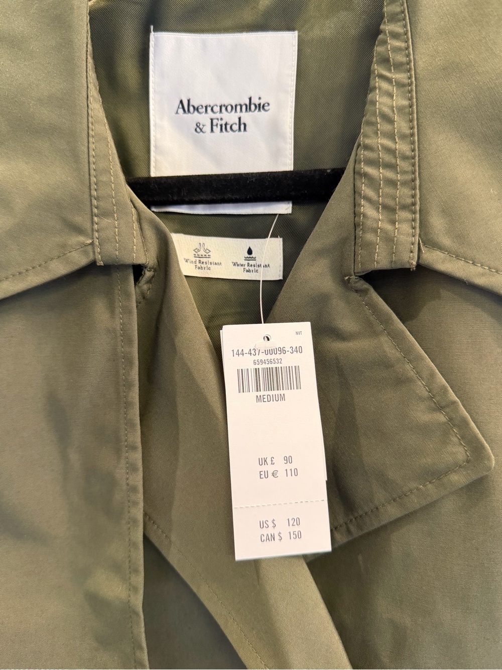 Abercrombie & Fitch Olive Green Cropped Trench Jacket - Picture 2 of 3